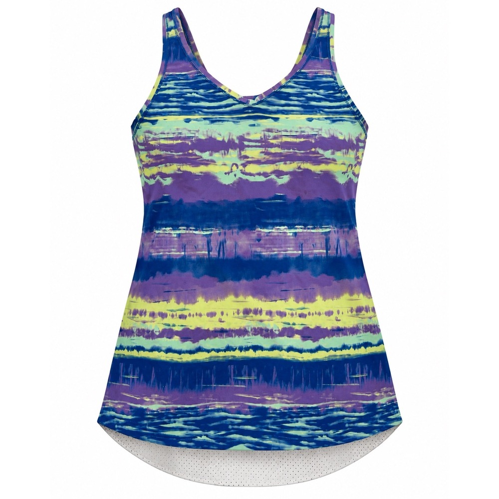 Ivivva Lululemon Girls Tie Dye Mesh Back Active Tank Top Purple Blue Lime Sz 12